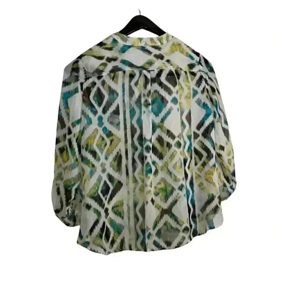 Maurices Women's Sheer Multicolor Button Down Blouse sz Large - Picture 2 of 11